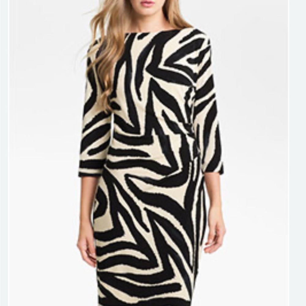 Eliza J Black and Cream Asymmetrical Dress